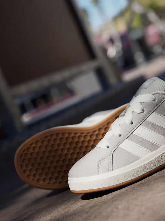 adidas Grey Grand Court 00s Suede Lace Kids Trainers image 2