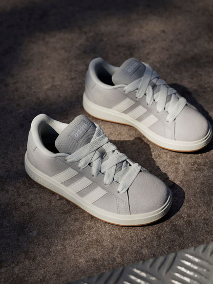 adidas Grey Grand Court 00s Suede Lace Kids Trainers image 5