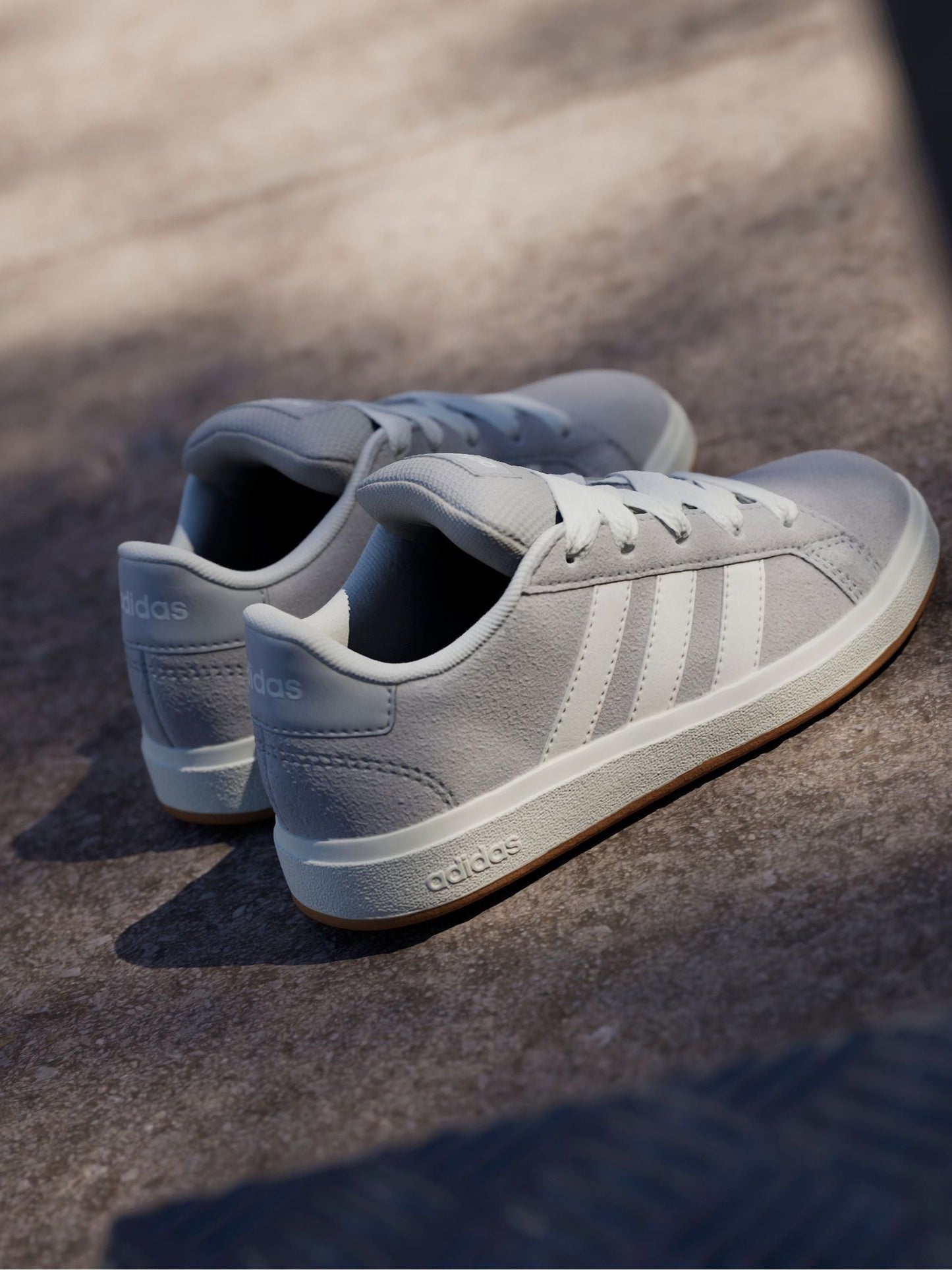 adidas Grey Grand Court 00s Suede Lace Kids Trainers image 6
