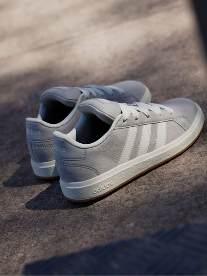 adidas Grey Grand Court 00s Suede Lace Kids Trainers image 6
