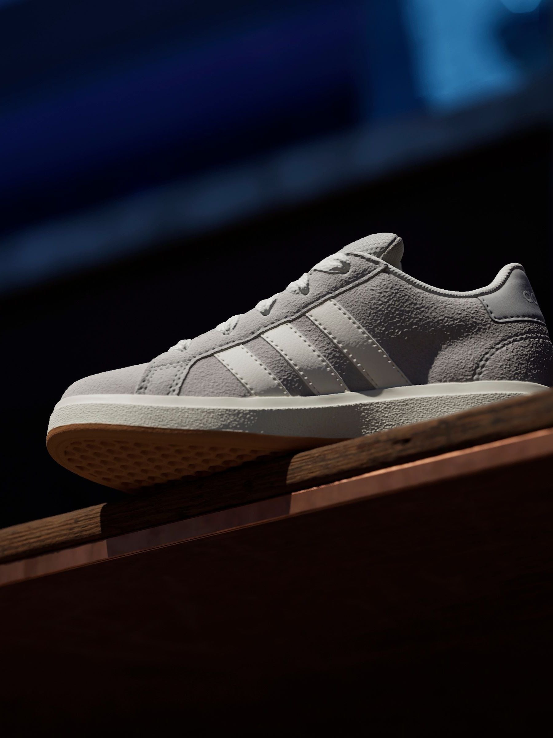adidas Grey Grand Court 00s Suede Lace Kids Trainers image 7
