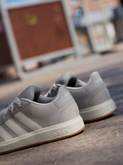 adidas Grey Grand Court 00s Suede Lace Kids Trainers image 9