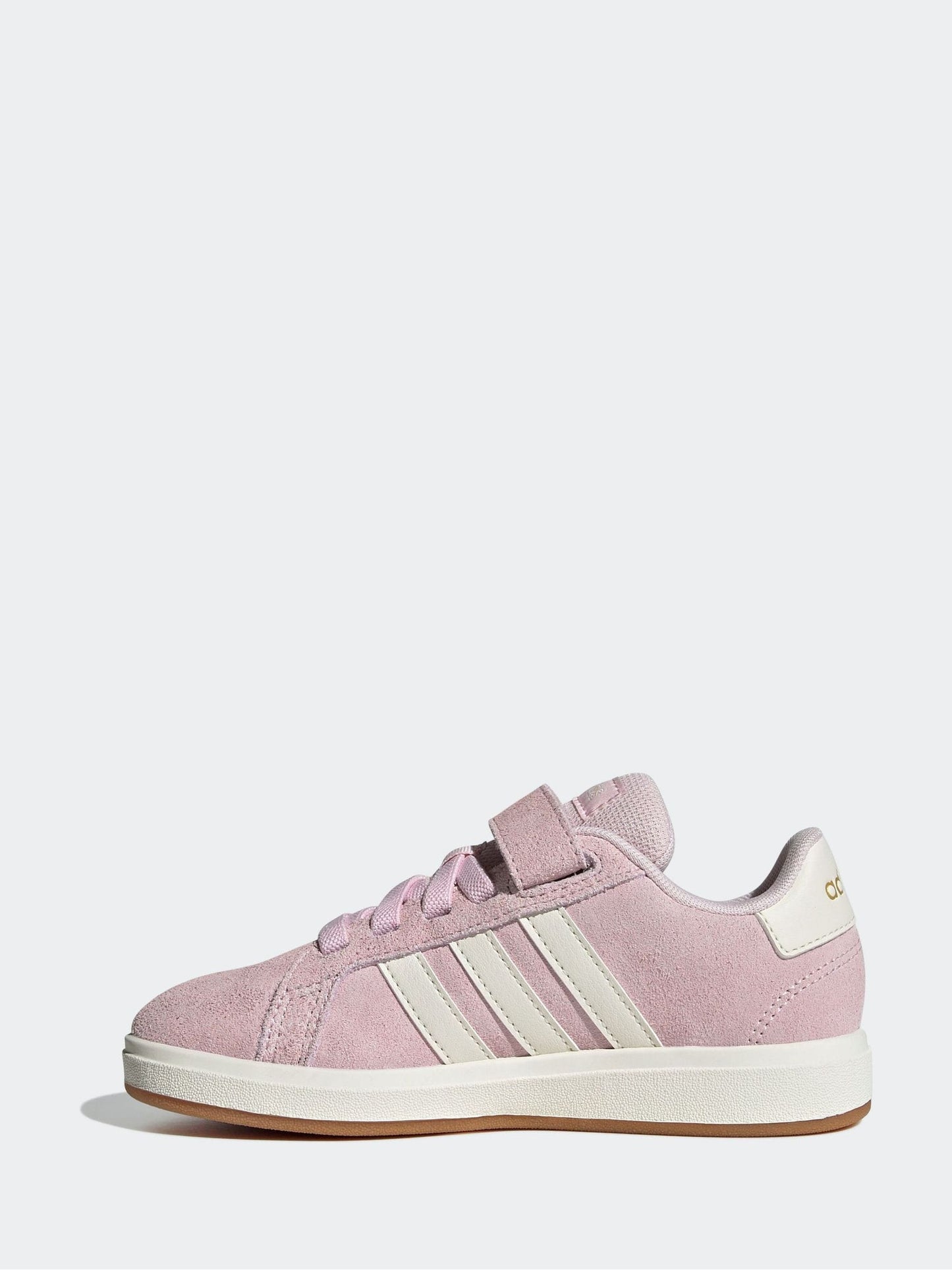adidas Light Pink Grand Court 00s Suede Elastic Lace Kids Trainers image 2