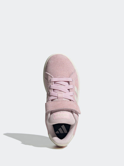 adidas Light Pink Grand Court 00s Suede Elastic Lace Kids Trainers image 6