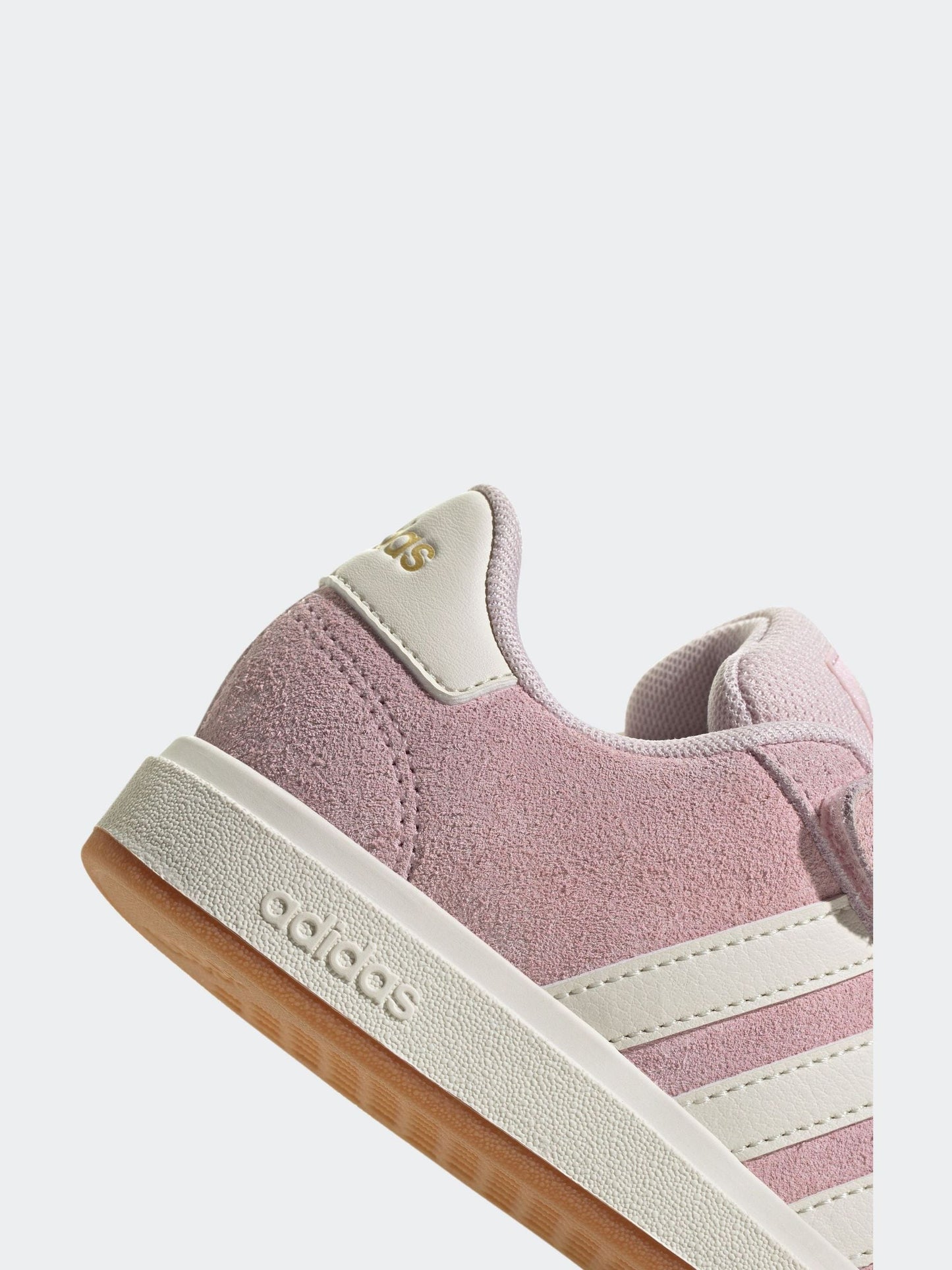 adidas Light Pink Grand Court 00s Suede Elastic Lace Kids Trainers image 8
