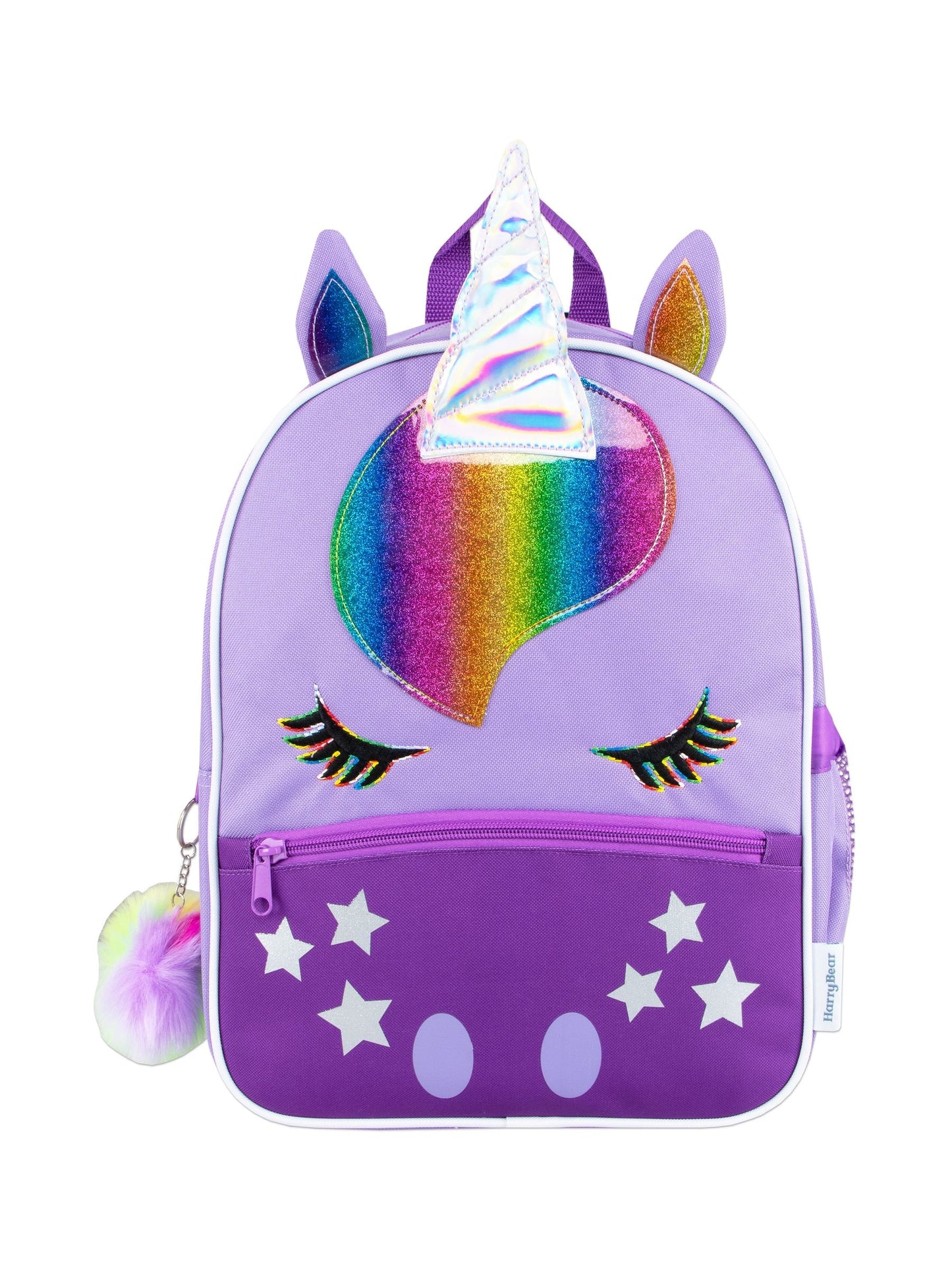 Harry Bear Purple Unicorn Backpack with Pom Pom Keyring image 1