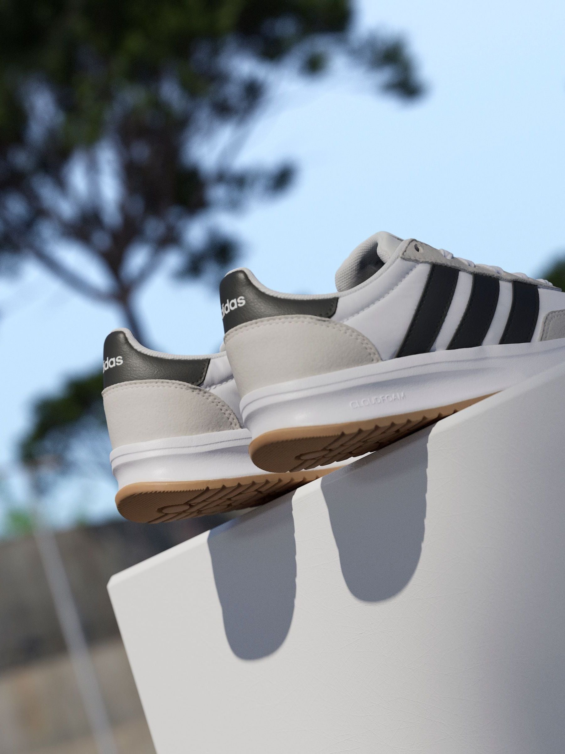 adidas White/Black/Grey Run 70s 2.0 Lace Junior Trainers image 8