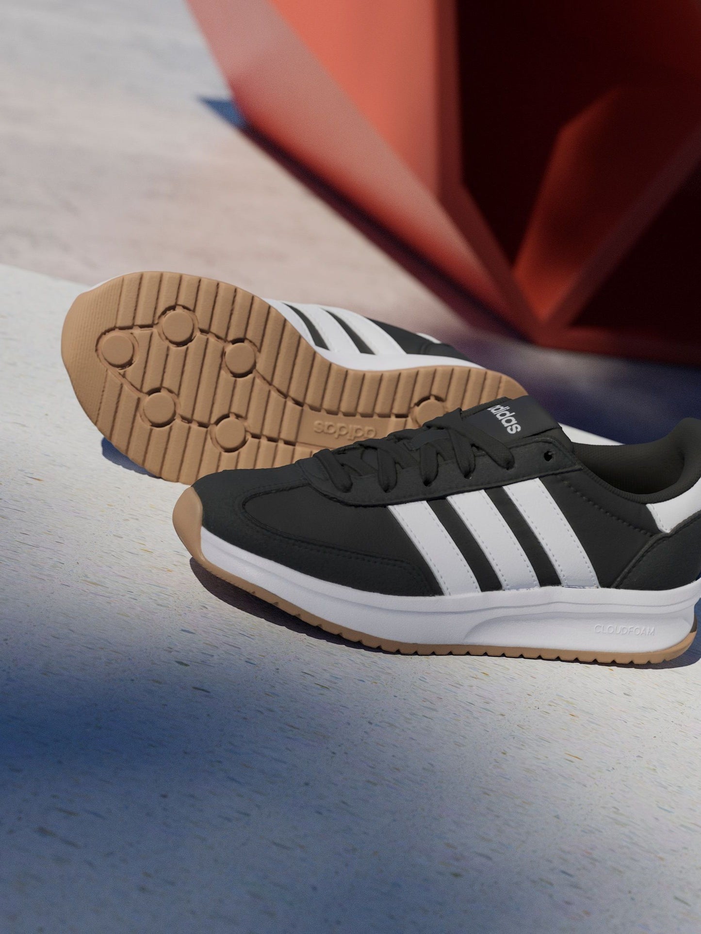 adidas Black/White Run 70s 2.0 Lace Junior Trainers image 4