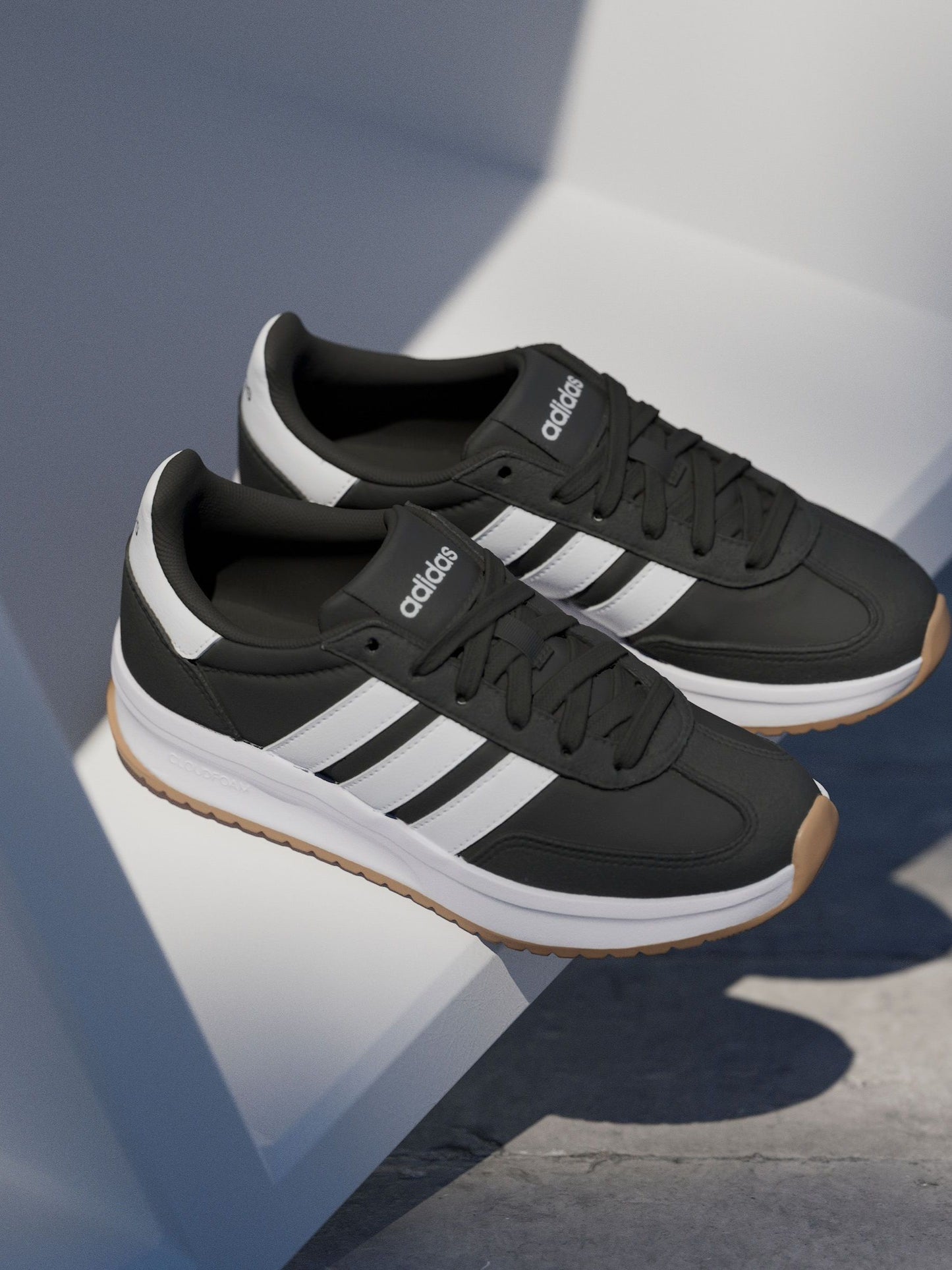 adidas Black/White Run 70s 2.0 Lace Junior Trainers image 5