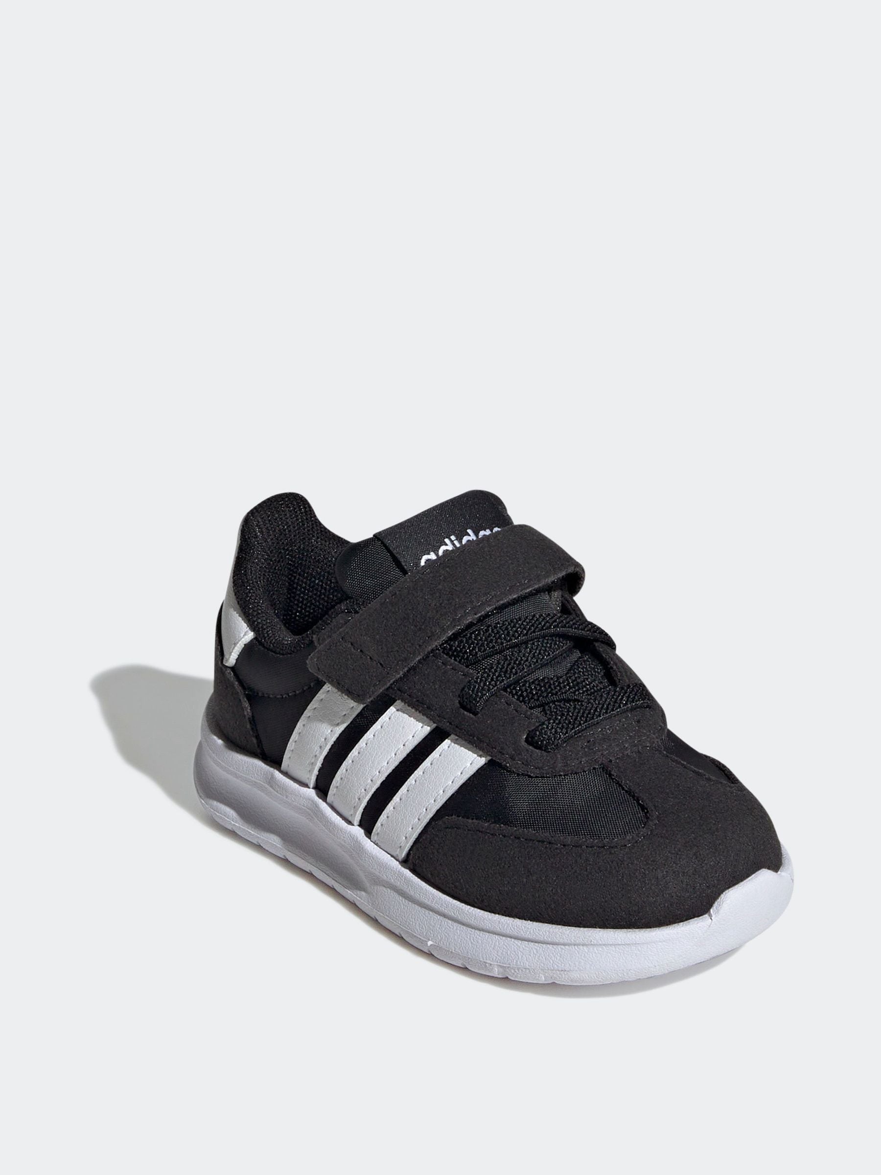 adidas Black/White Run 70s 2.0 Hook and Loop Infant Trainers image 2