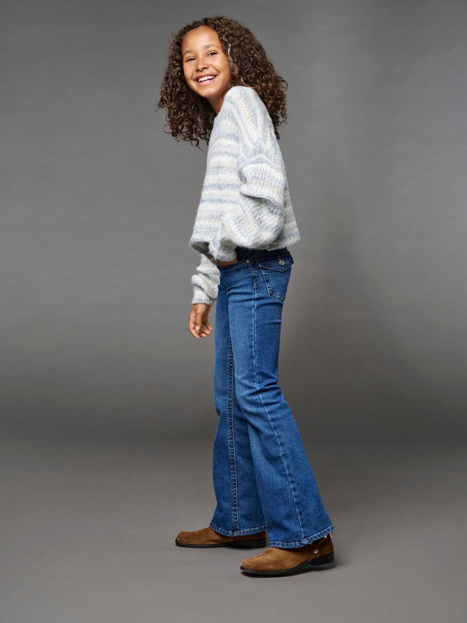 Dsiney Kidz - ONLY KIDS Blue Low Waist Flared Jeans With Back Pocket Detail And Stretch image 1