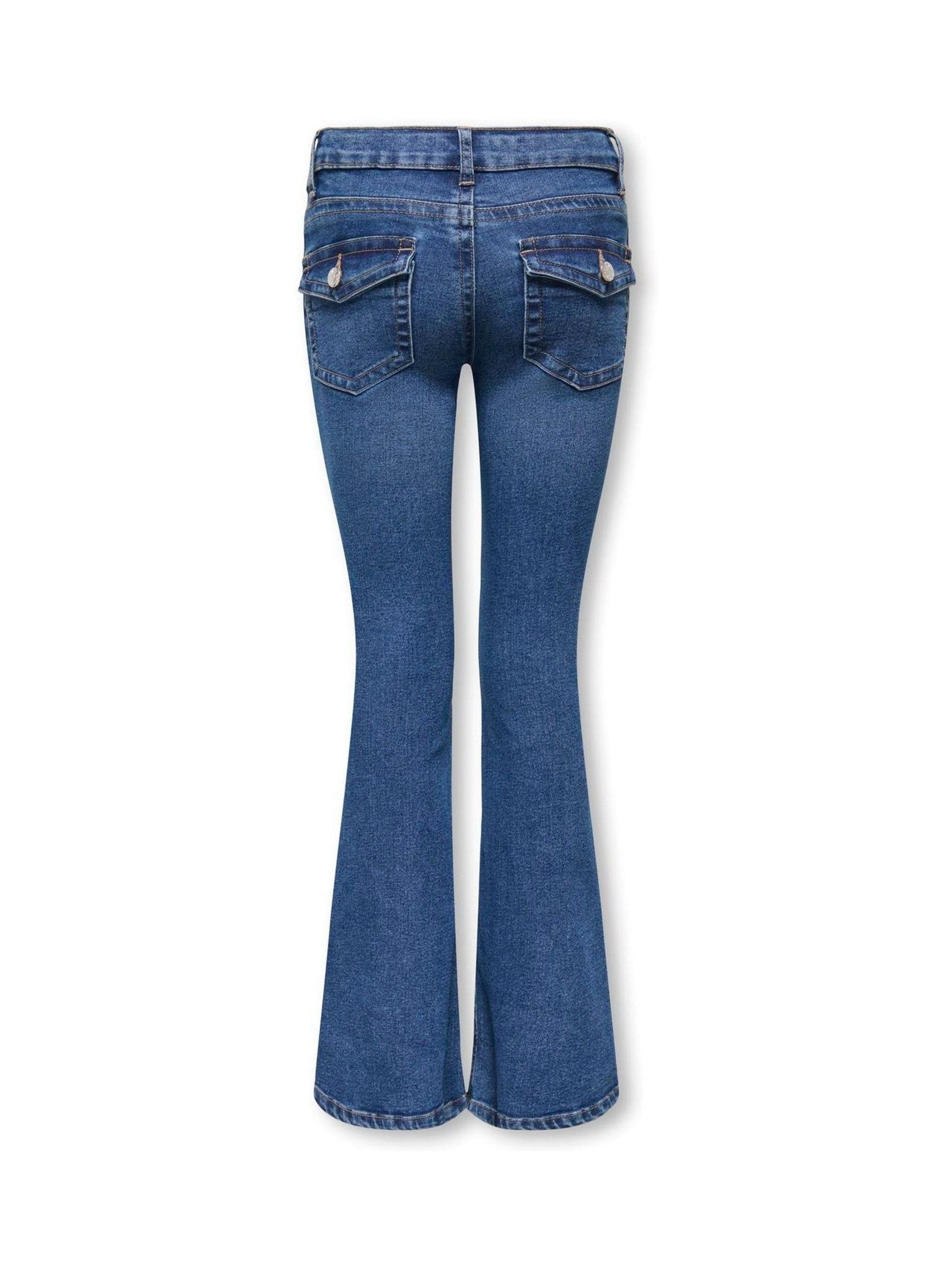 Dsiney Kidz - ONLY KIDS Blue Low Waist Flared Jeans With Back Pocket Detail And Stretch image 4