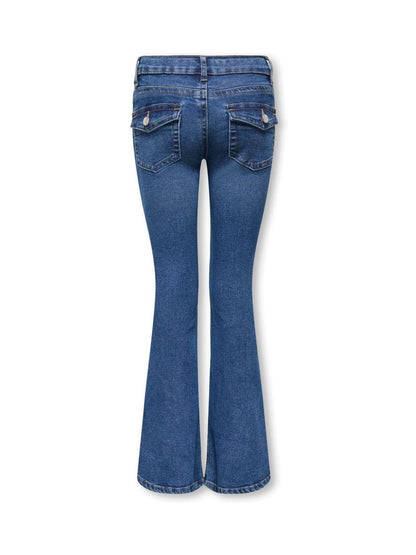 Dsiney Kidz - ONLY KIDS Blue Low Waist Flared Jeans With Back Pocket Detail And Stretch image 4