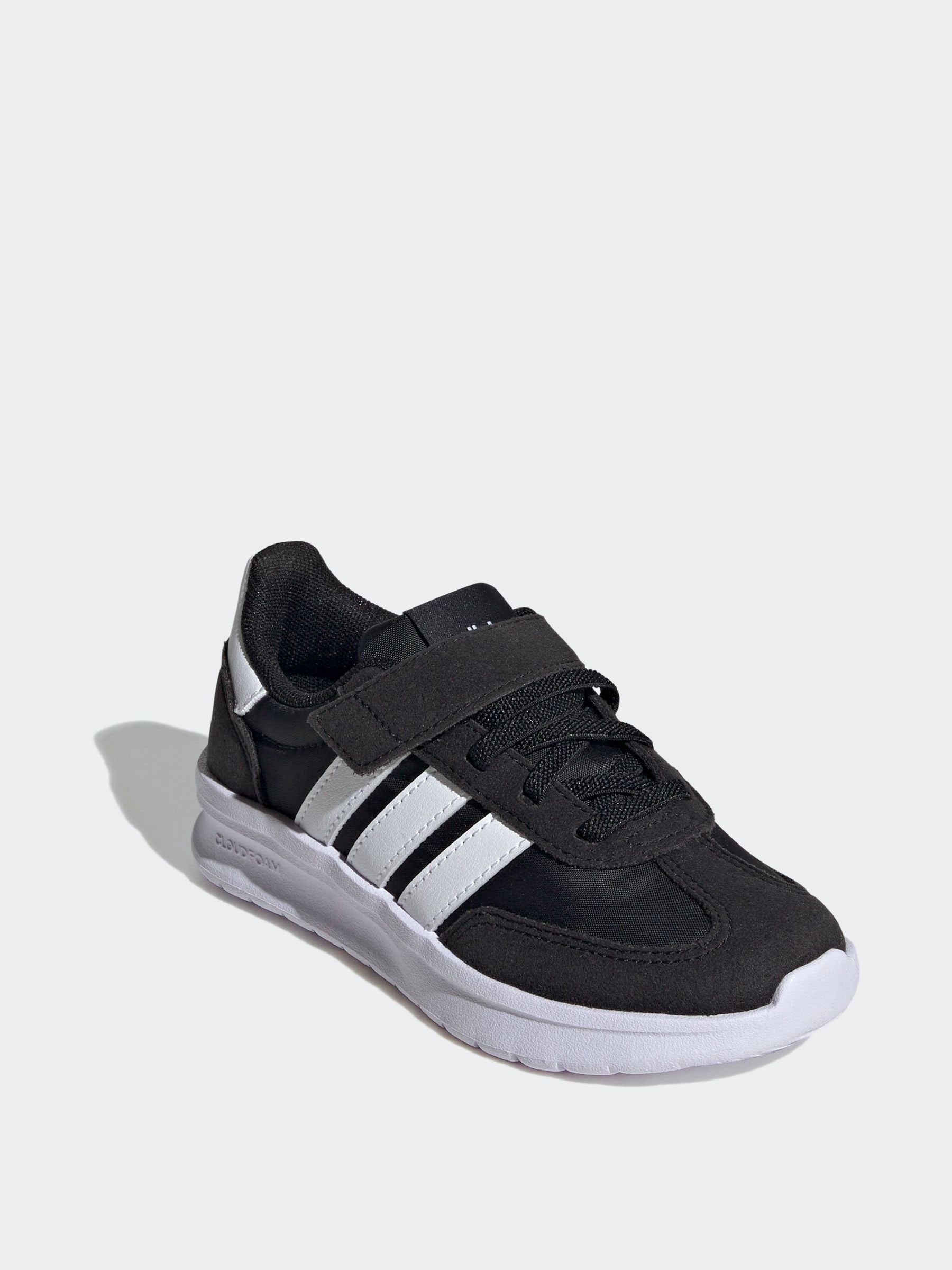 adidas Black/White Run 70s 2.0 Hook and Loop Kids Trainers image 2