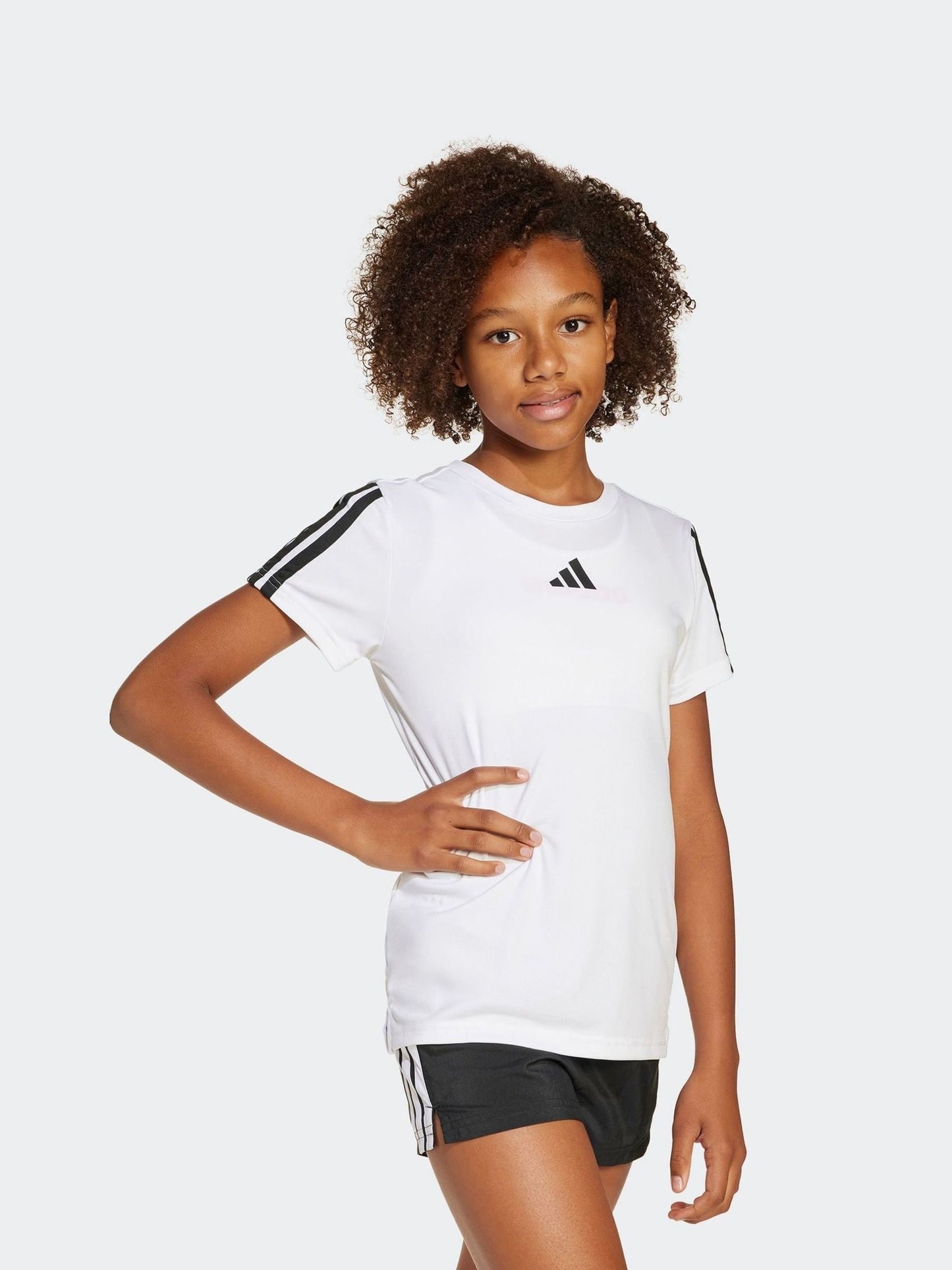 Dsiney Kidz - adidas White Training Essentials 3-Stripes Kids T-Shirt image 1