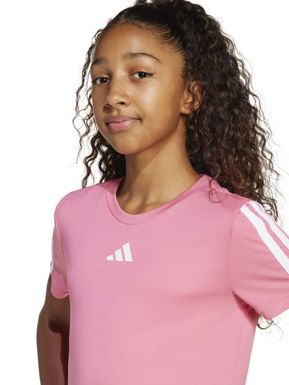 Dsiney Kidz - adidas Dark Pink Training Essentials 3-Stripes Kids T-Shirt image 4
