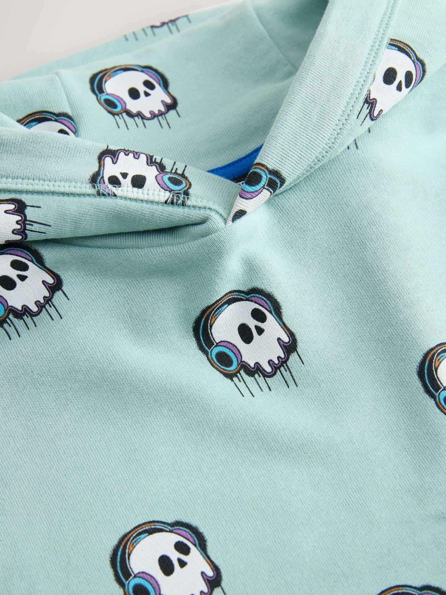 Mint Green Skull Drippy Smile Graphic Hoodie (3-16yrs)