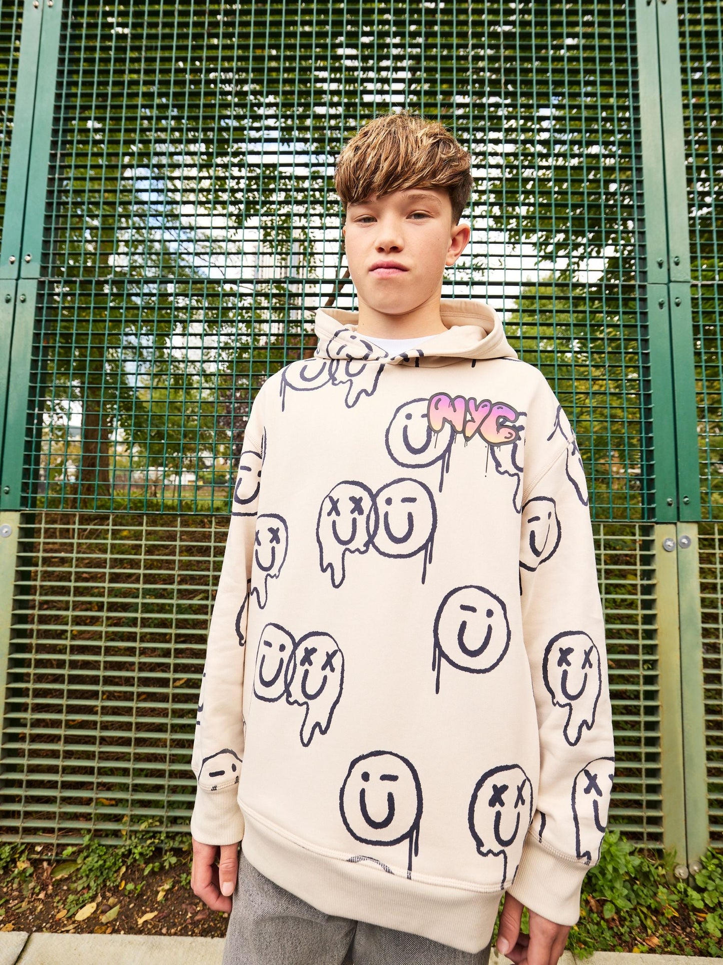 Stone Graffiti Drippy Smile Graphic Hoodie (3-16yrs)