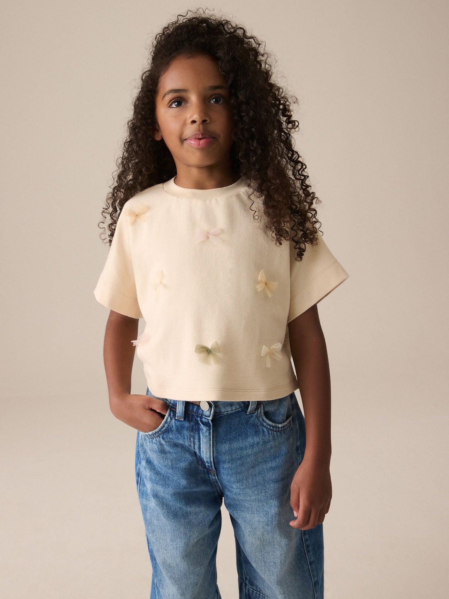 Dsiney Kidz - Ecru Boxy Bows T-Shirt (3-16yrs) image 3