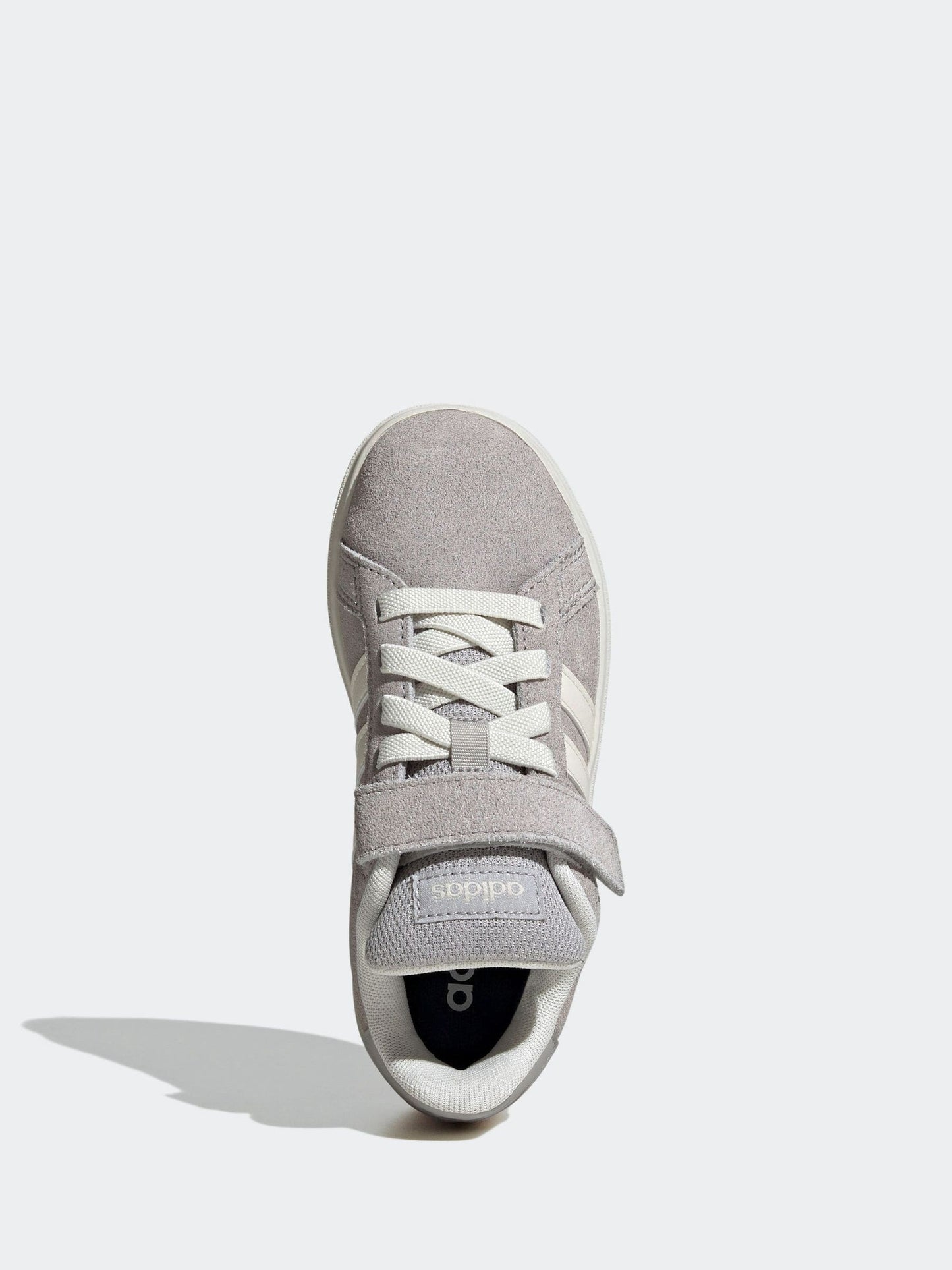 adidas Grey Grand Court 00s Suede Elastic Lace Kids Trainers image 5