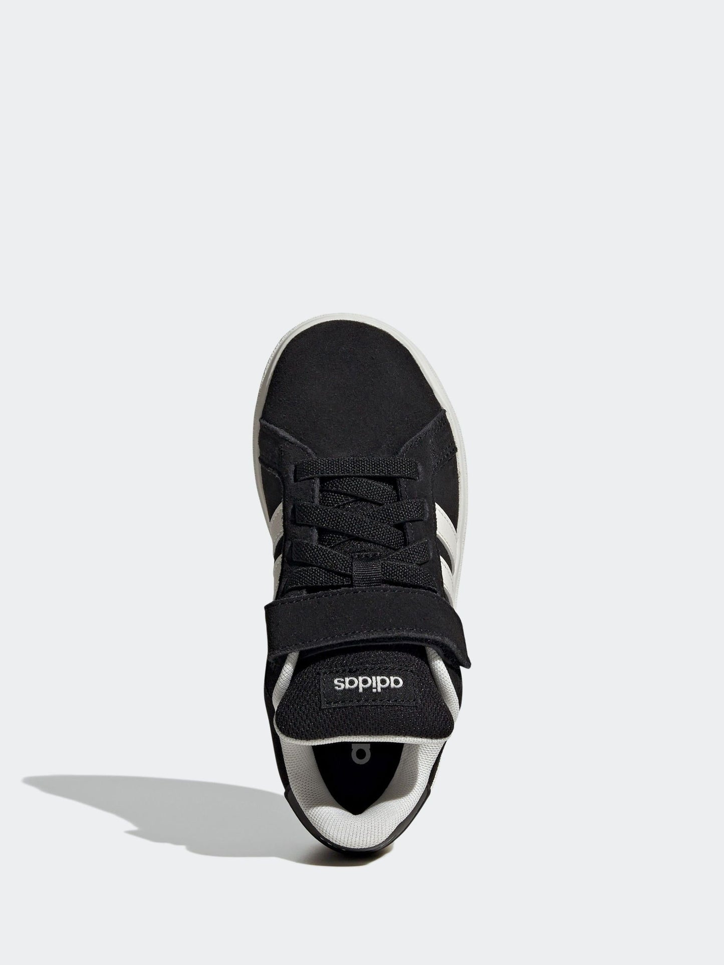 adidas Black Grand Court 00s Suede Elastic Lace Kids Trainers image 6