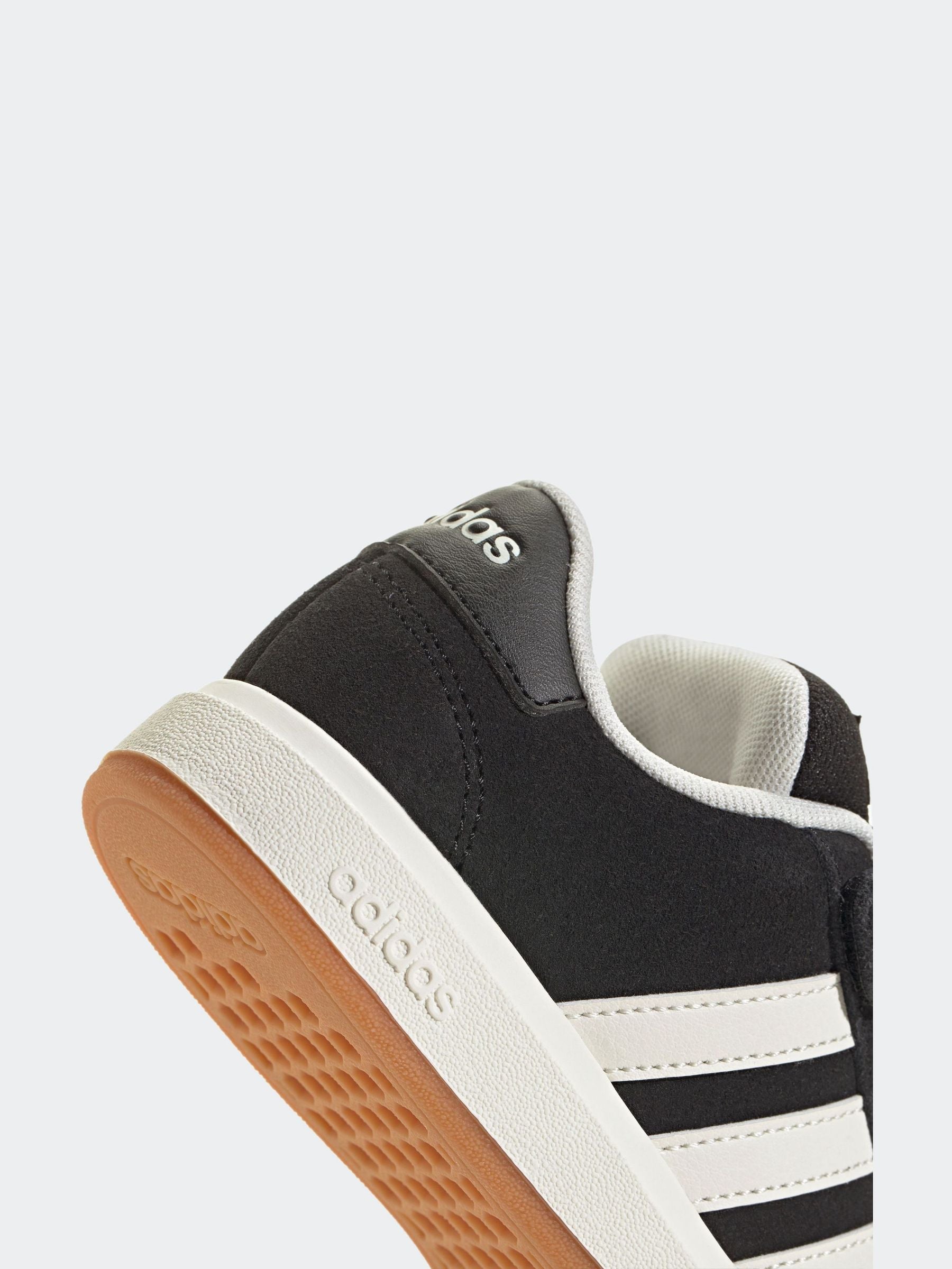 adidas Black Grand Court 00s Suede Elastic Lace Kids Trainers image 9