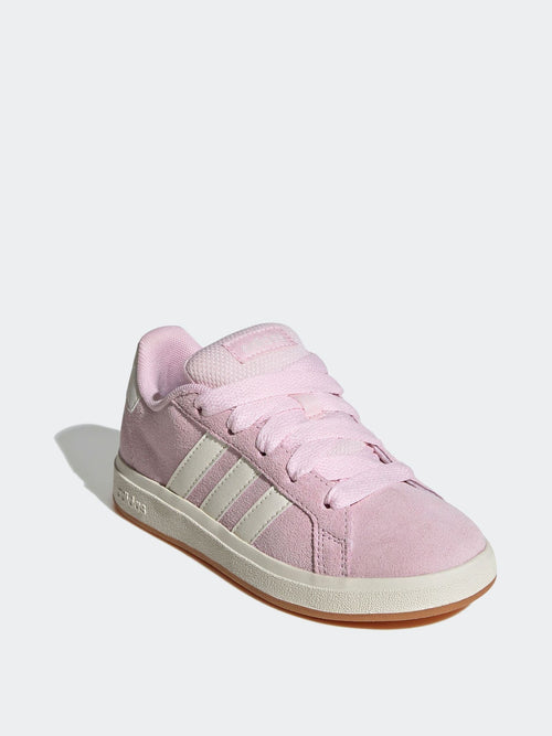 adidas Pink Grand Court 00s Suede Lace Kids Trainers image 1