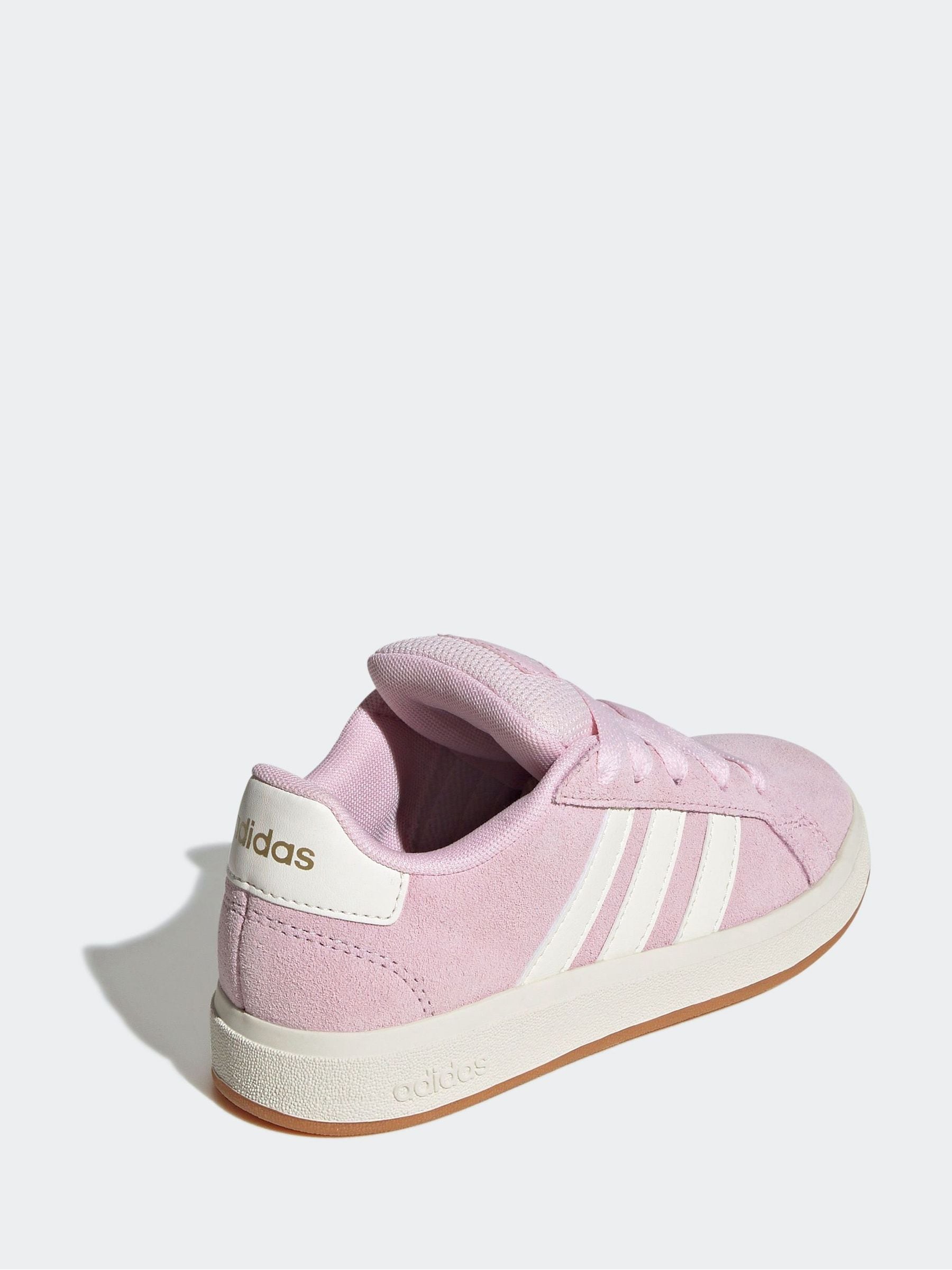adidas Pink Grand Court 00s Suede Lace Kids Trainers image 4
