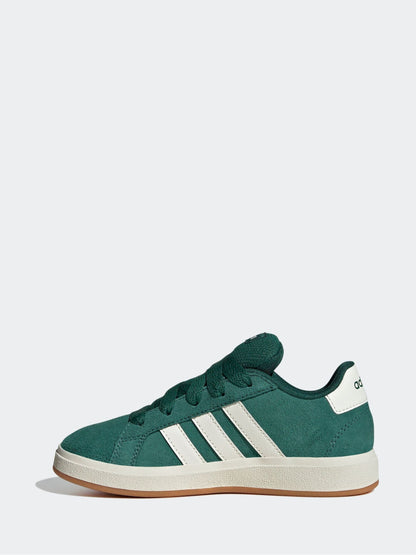 adidas Green Grand Court 00s Suede Lace Kids Trainers image 3