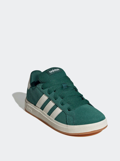 adidas Green Grand Court 00s Suede Lace Kids Trainers image 4