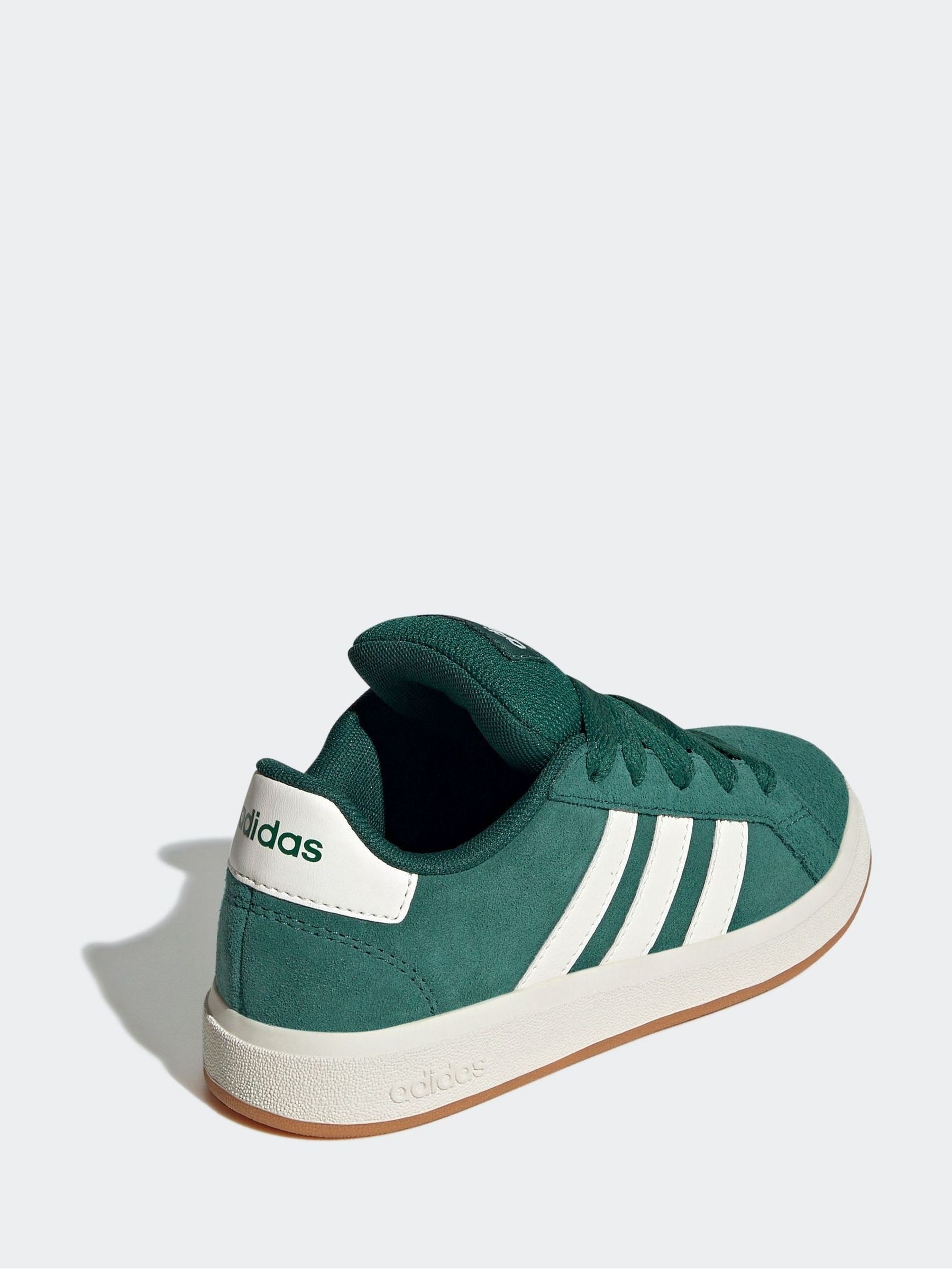 adidas Green Grand Court 00s Suede Lace Kids Trainers image 5