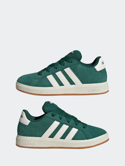 adidas Green Grand Court 00s Suede Lace Kids Trainers image 6