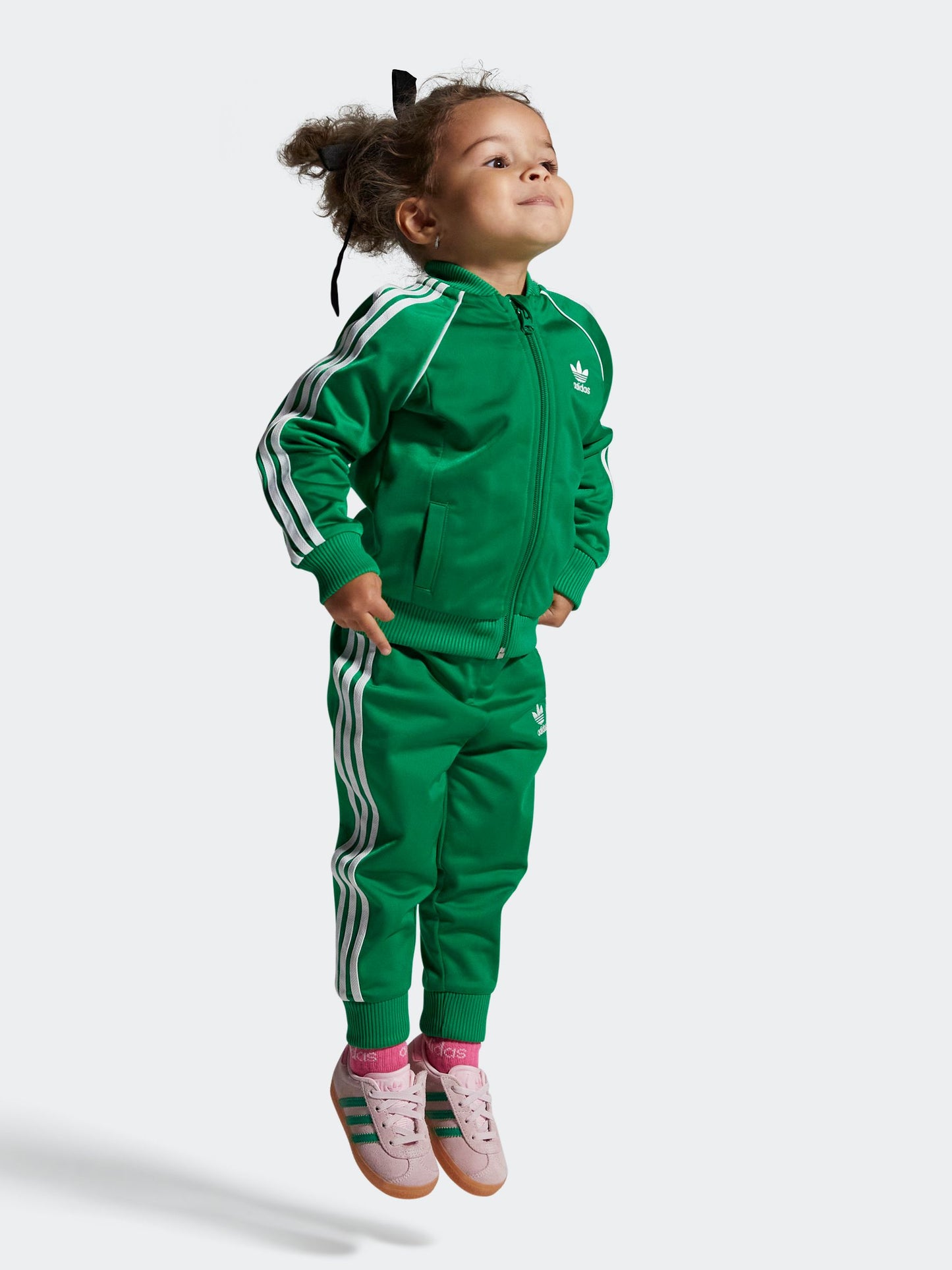 adidas Originals Pink/Green Gazelle Comfort Closure Elastic Laces Infant Trainers image 10
