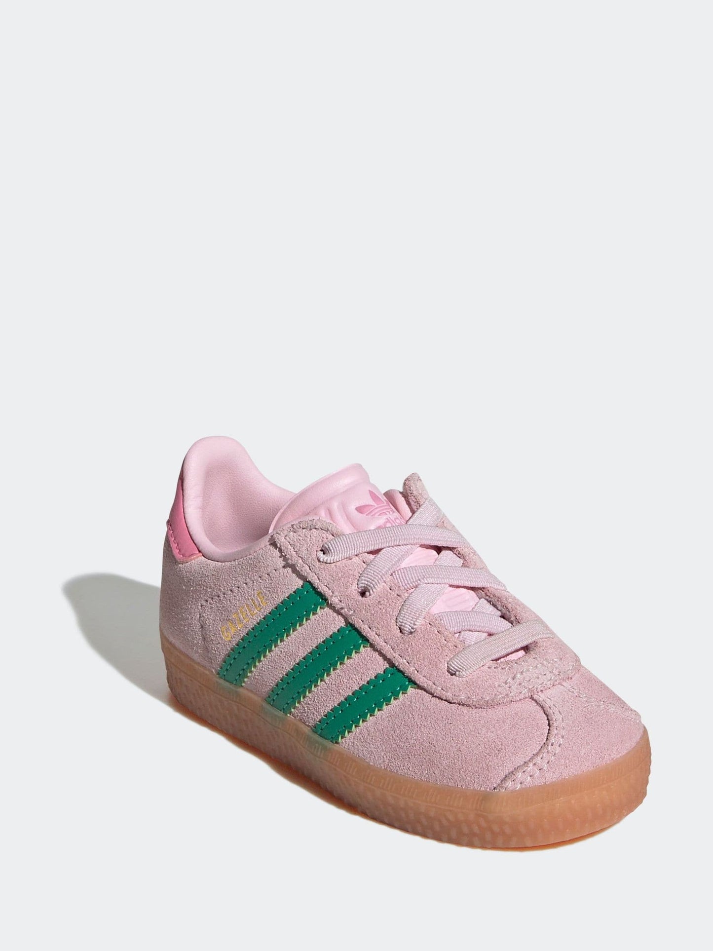 adidas Originals Pink/Green Gazelle Comfort Closure Elastic Laces Infant Trainers image 3