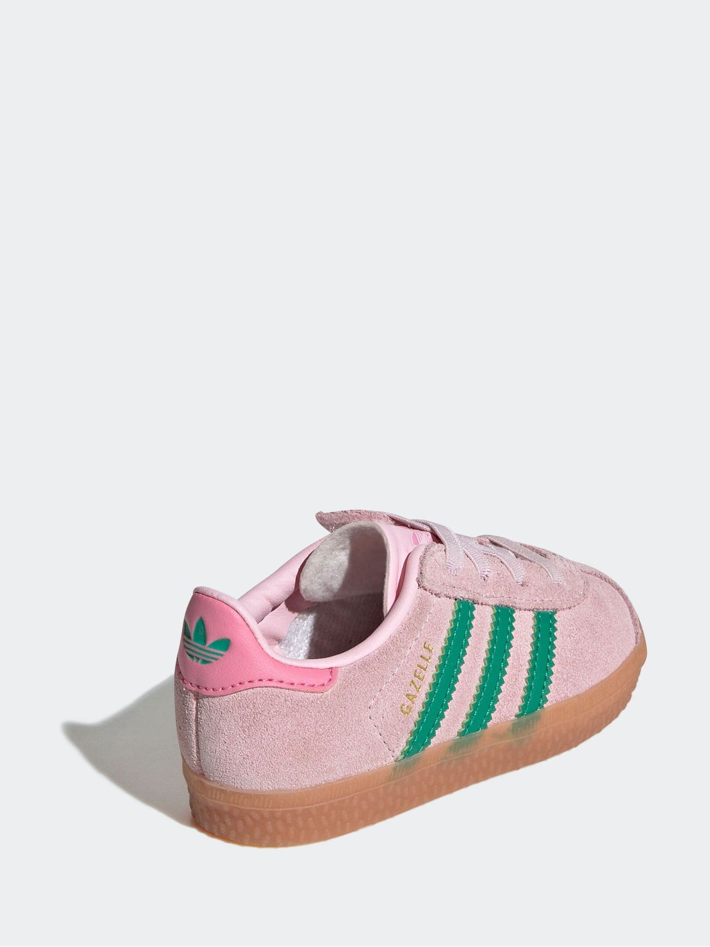 adidas Originals Pink/Green Gazelle Comfort Closure Elastic Laces Infant Trainers image 4