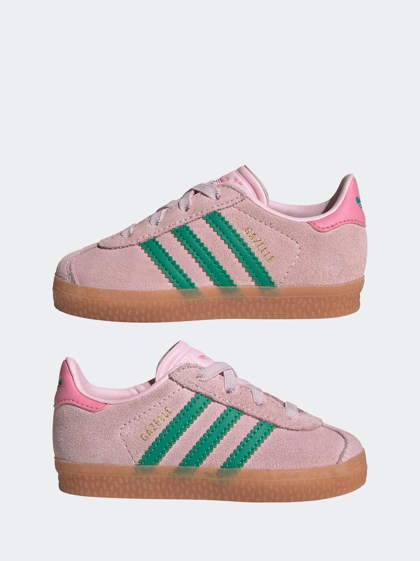adidas Originals Pink/Green Gazelle Comfort Closure Elastic Laces Infant Trainers image 5