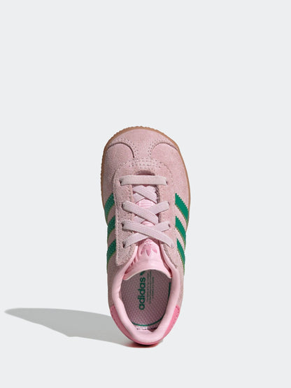 adidas Originals Pink/Green Gazelle Comfort Closure Elastic Laces Infant Trainers image 6
