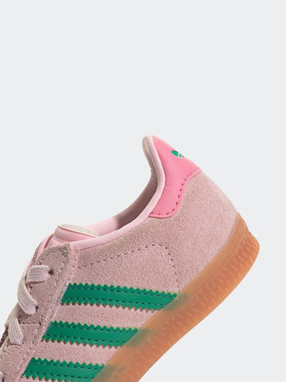 adidas Originals Pink/Green Gazelle Comfort Closure Elastic Laces Infant Trainers image 8