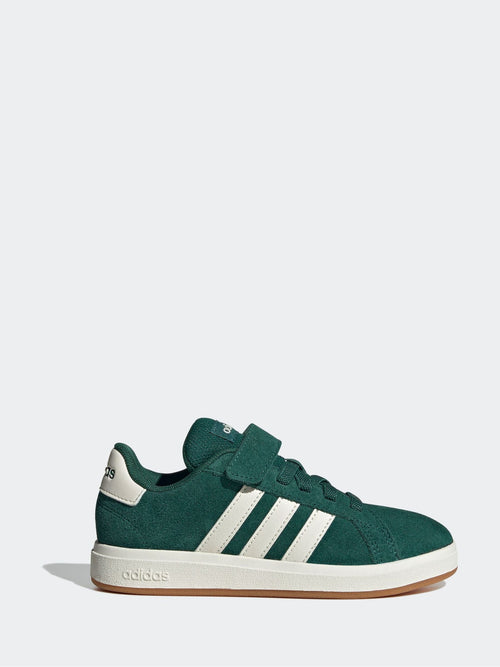 adidas Green Grand Court 00s Suede Elastic Lace Kids Trainers image 1