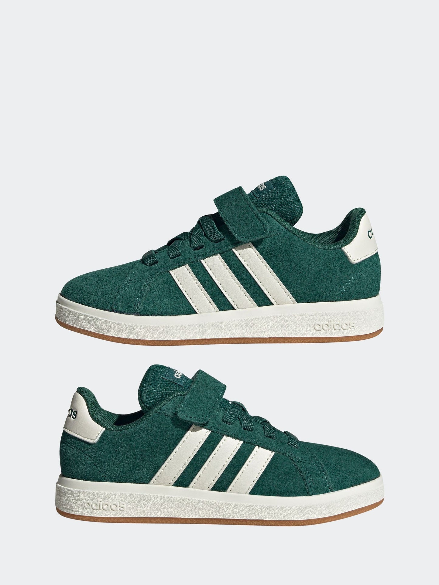 adidas Green Grand Court 00s Suede Elastic Lace Kids Trainers image 5
