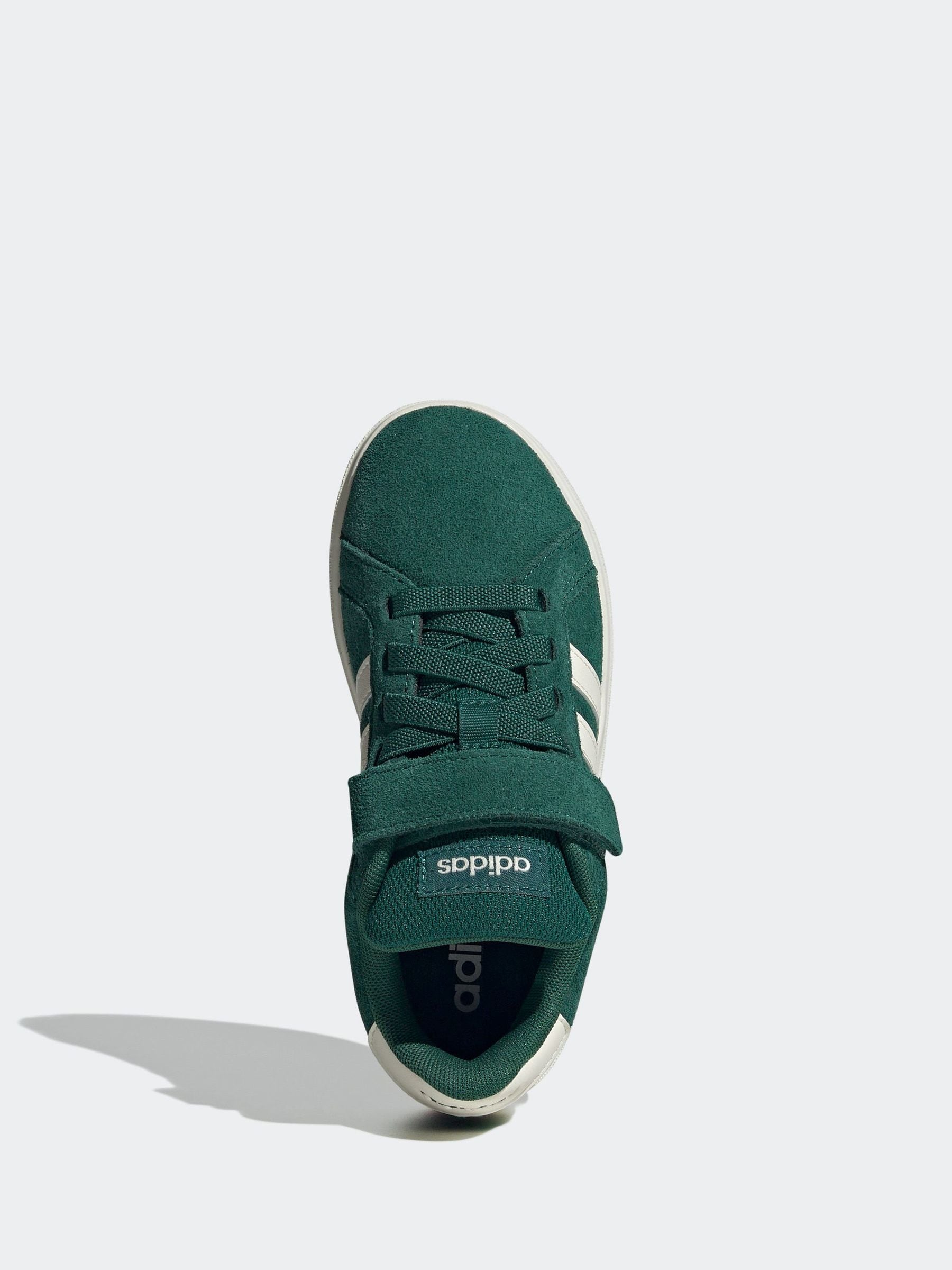 adidas Green Grand Court 00s Suede Elastic Lace Kids Trainers image 6