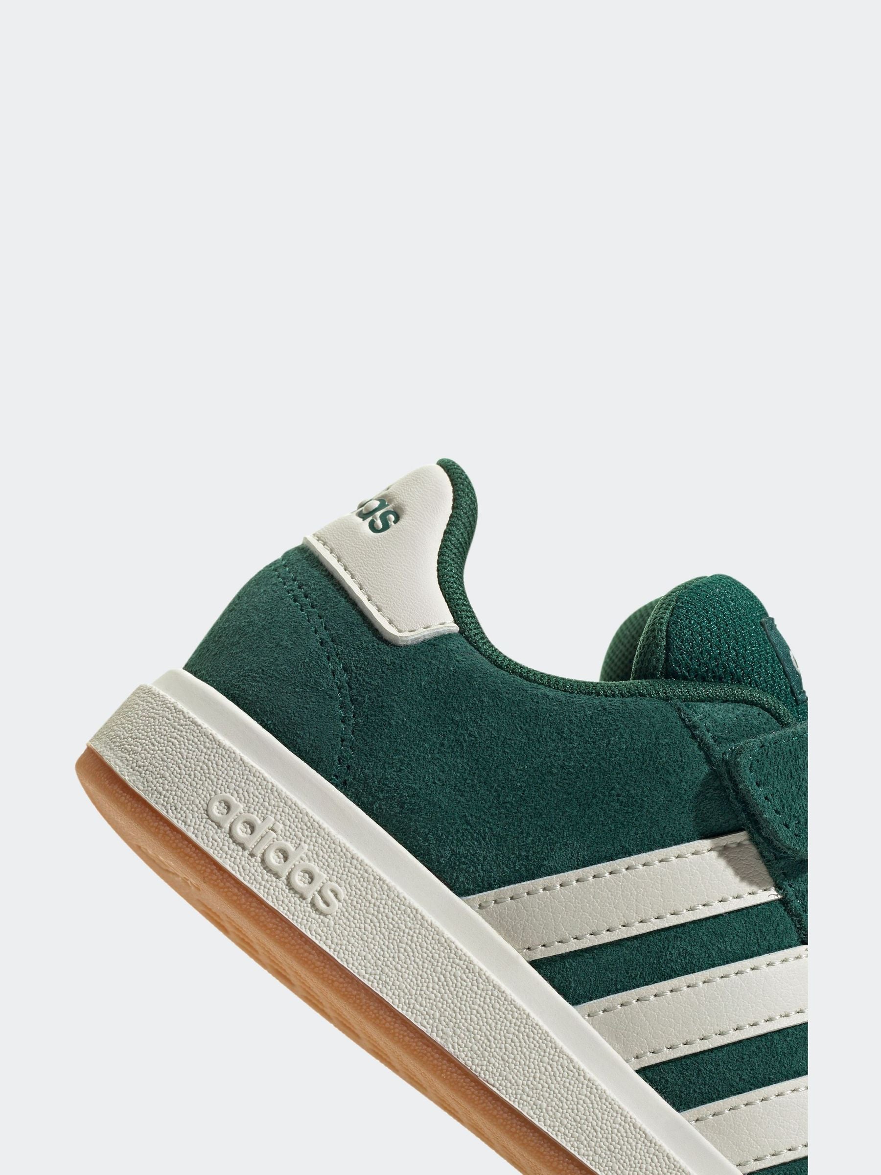 adidas Green Grand Court 00s Suede Elastic Lace Kids Trainers image 8