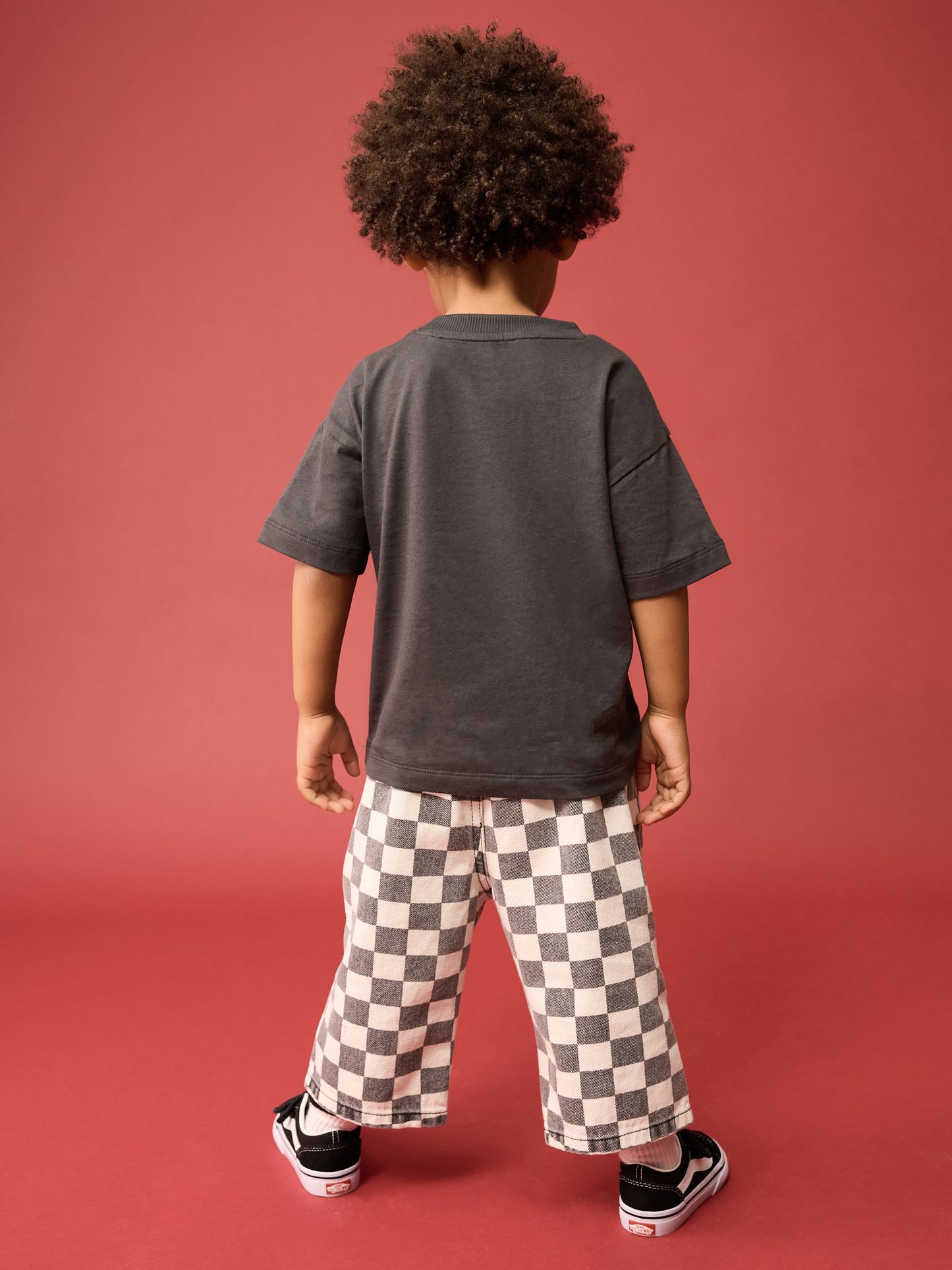 Black/White Checkerboard Pull On Wide Trousers (3mths-7yrs) image 3