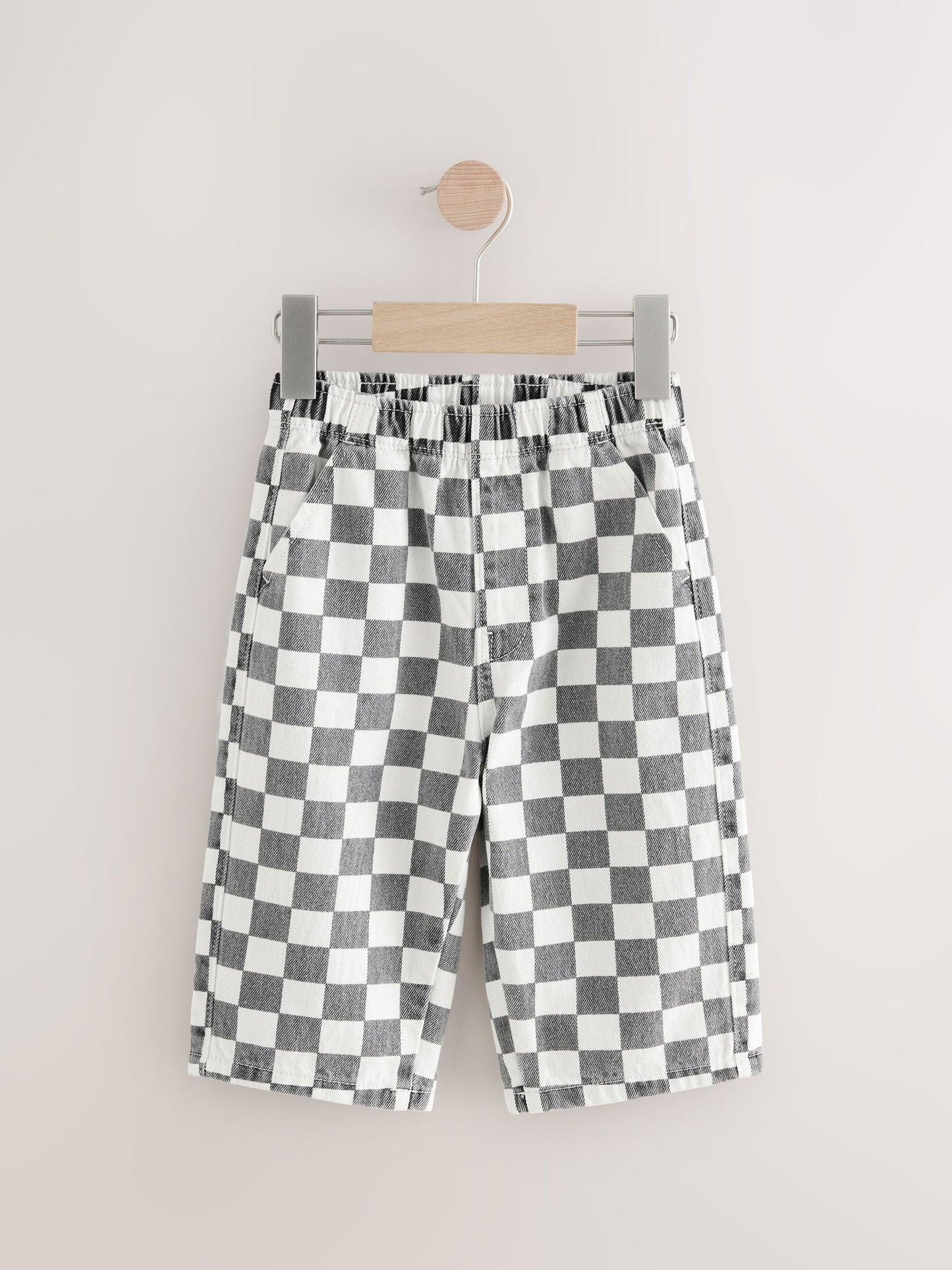 Black/White Checkerboard Pull On Wide Trousers (3mths-7yrs) image 5