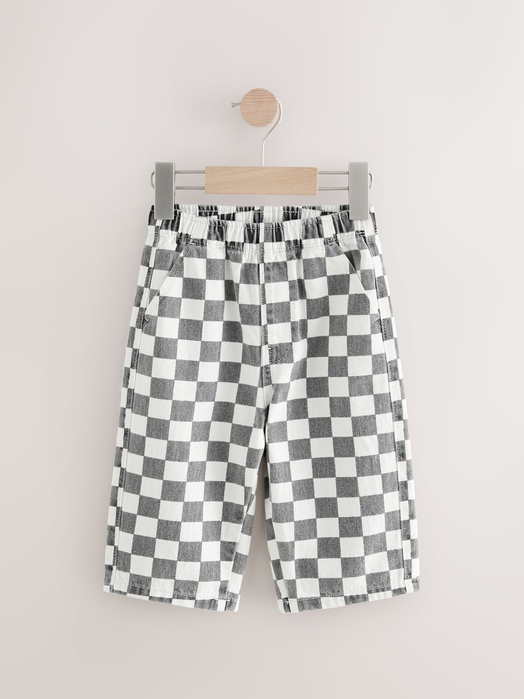 Black/White Checkerboard Pull On Wide Trousers (3mths-7yrs) image 5