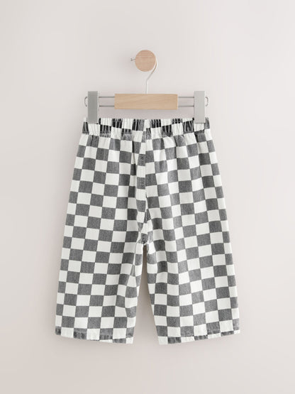 Black/White Checkerboard Pull On Wide Trousers (3mths-7yrs) image 6