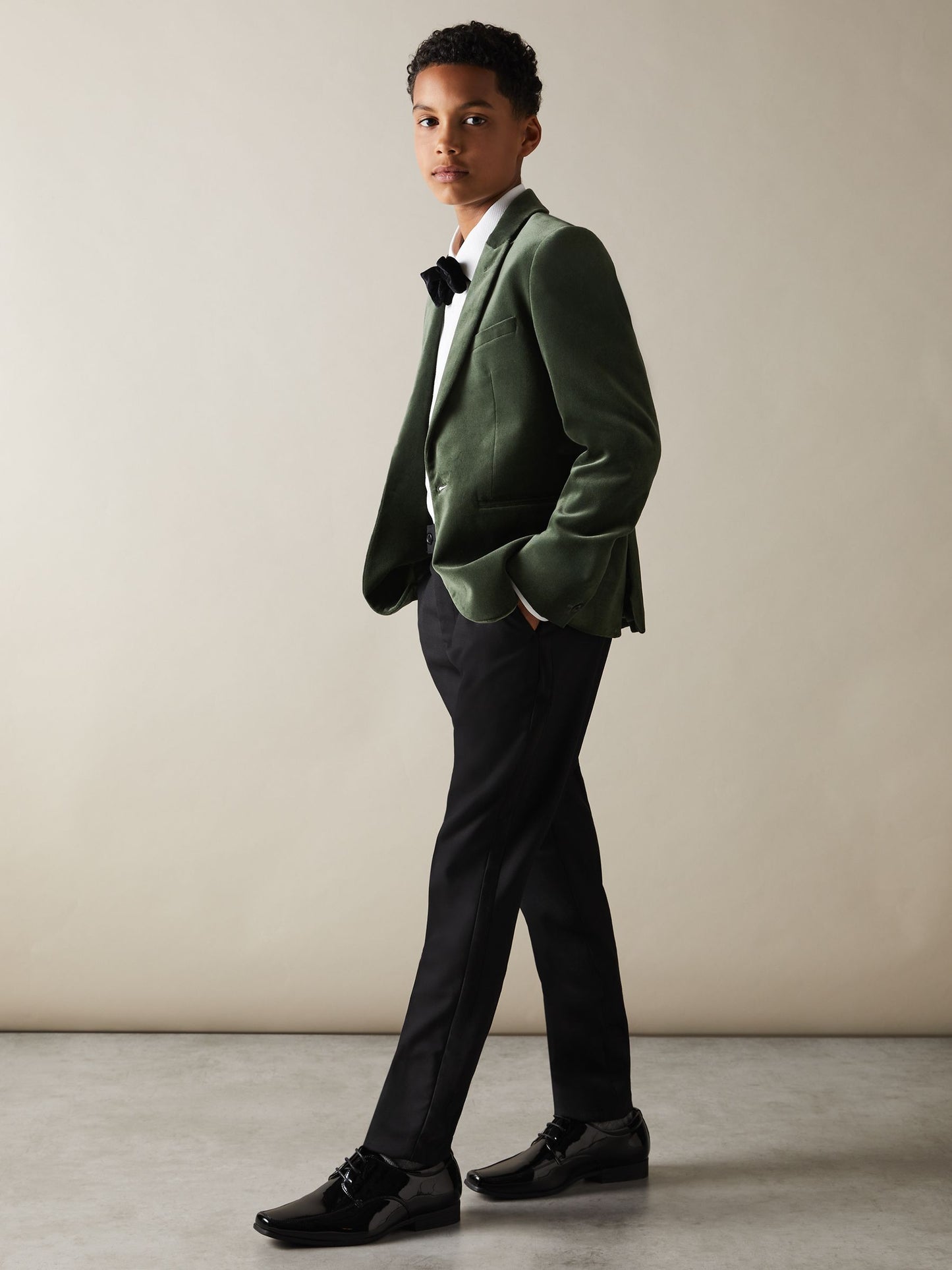 Dsiney Kidz - Reiss Sage Green Apsara 9-13 yrs Velvet Single Breasted Blazer image 2
