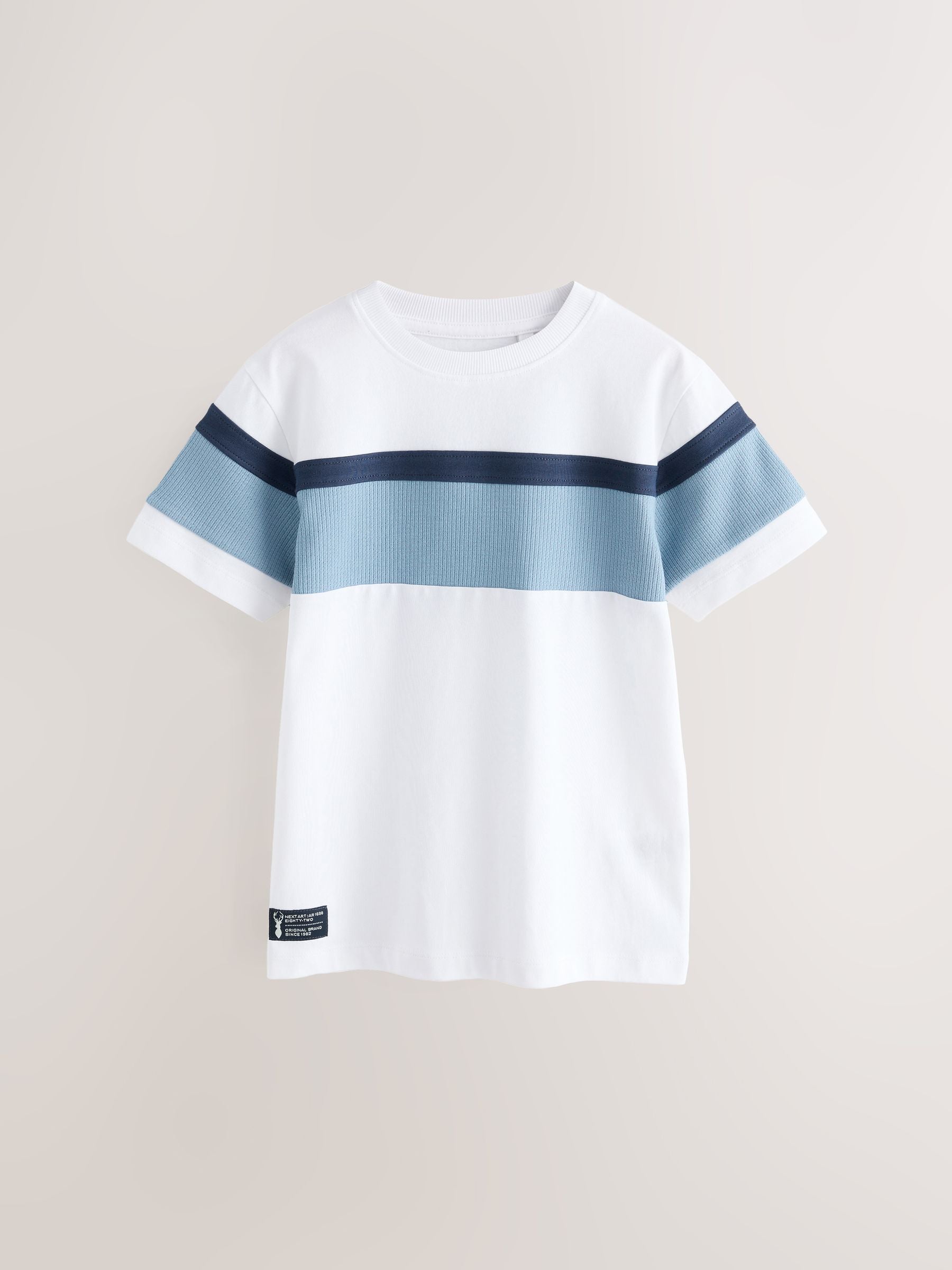 Dsiney Kidz - White/Blue Textured Colourblock Short Sleeve T-Shirt (3-16yrs) image 1