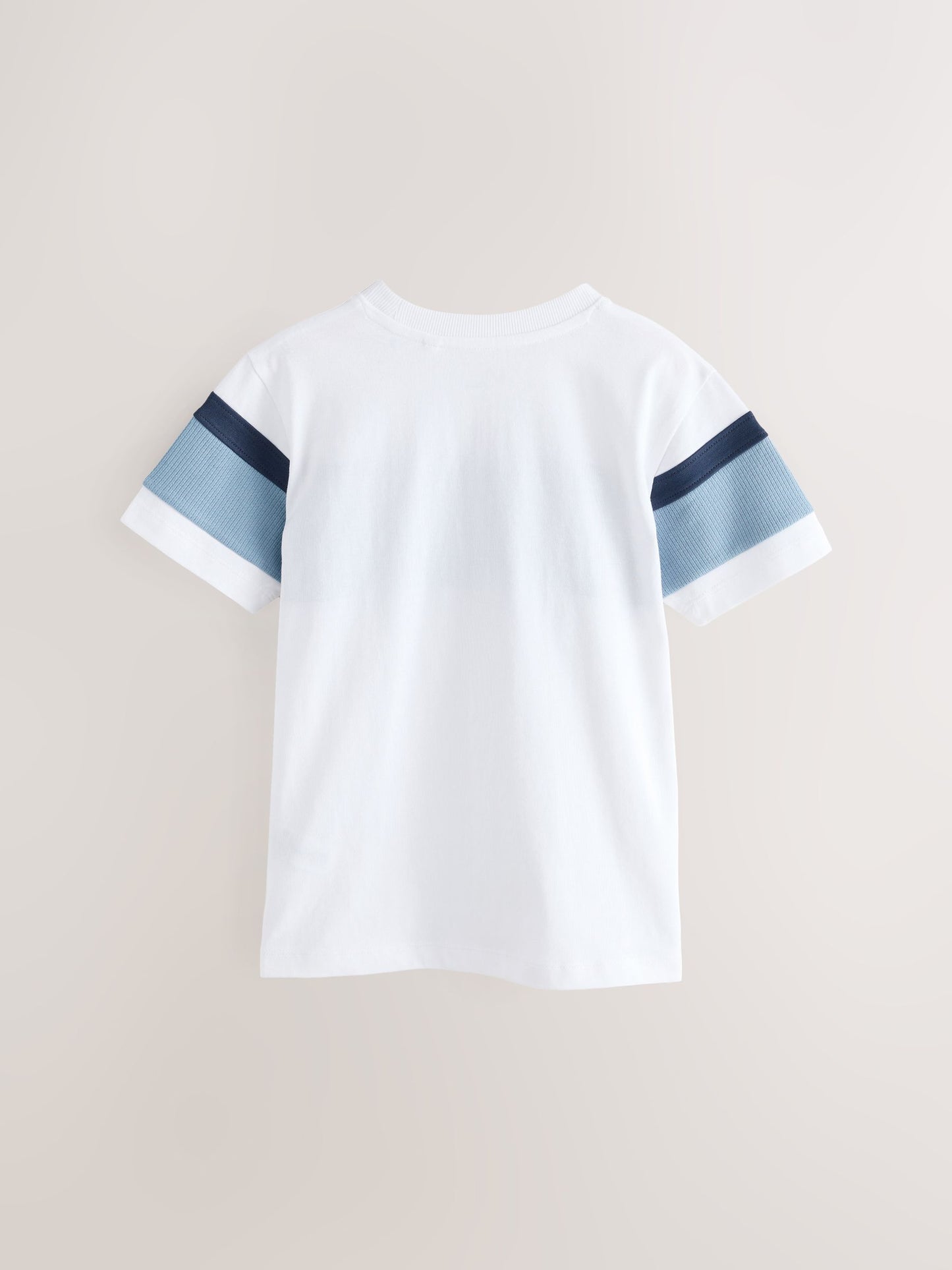 Dsiney Kidz - White/Blue Textured Colourblock Short Sleeve T-Shirt (3-16yrs) image 2