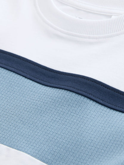 Dsiney Kidz - White/Blue Textured Colourblock Short Sleeve T-Shirt (3-16yrs) image 4
